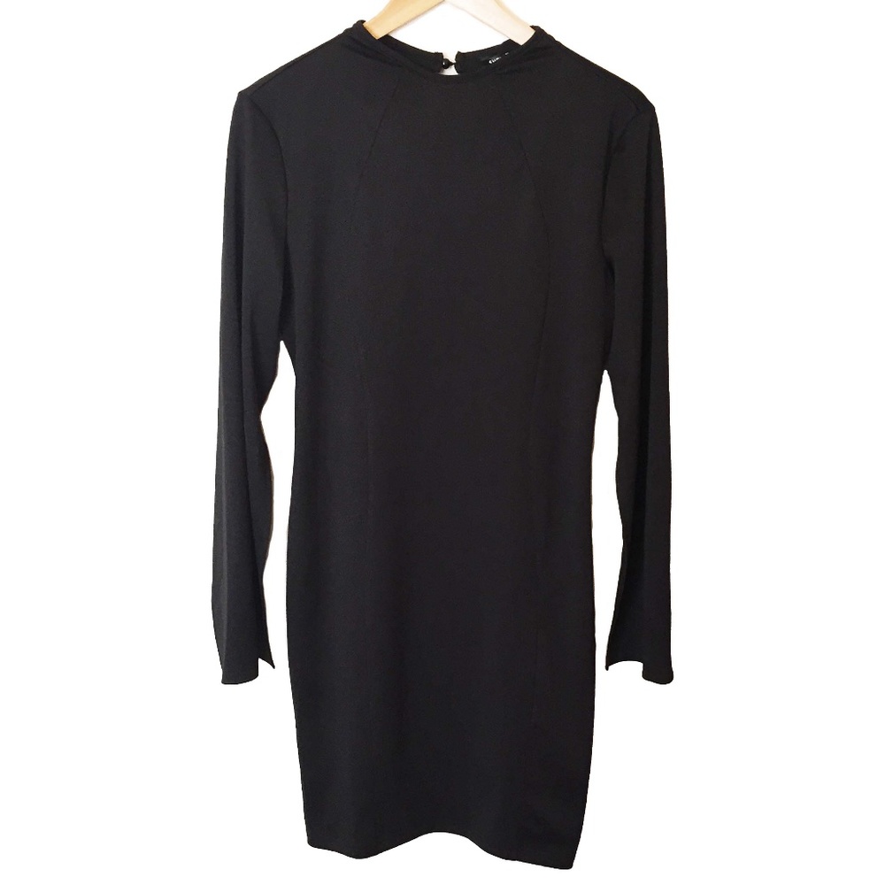 SHEIN Black Dress Long Slit Sleeves Cutout Back